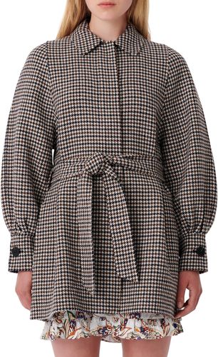 Belted Houndstooth Coat