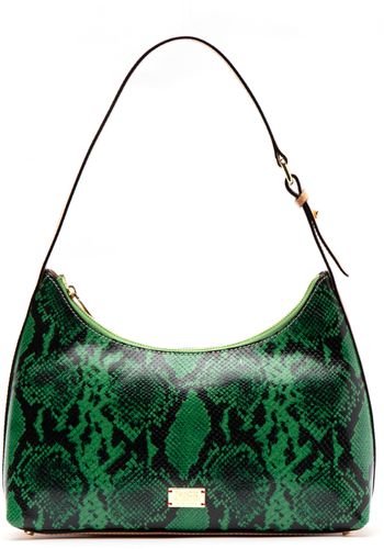 Laura Snake Embossed Leather Hobo - Green