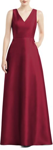 V-Neck Satin A-Line Gown