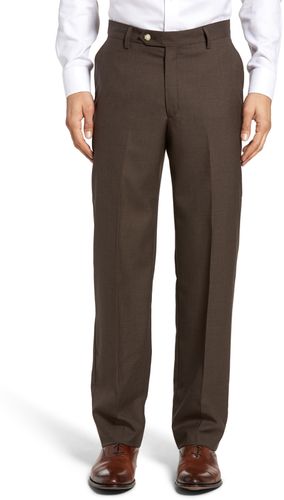 Big & Tall Berle Flat Front Solid Wool Trousers