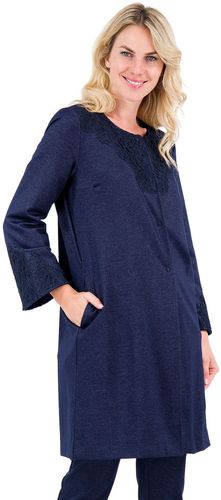 Cardigan con pizzo in maglia effetto jeans