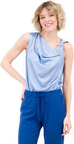 Blusa in raso stretch con drappeggi