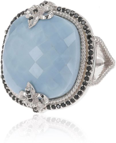 Anello con opale azzurro e spinello