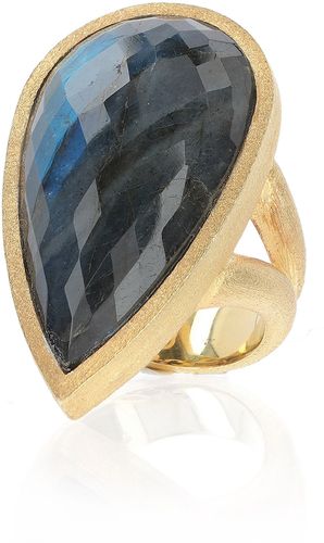 Anello con doppietta in labradorite