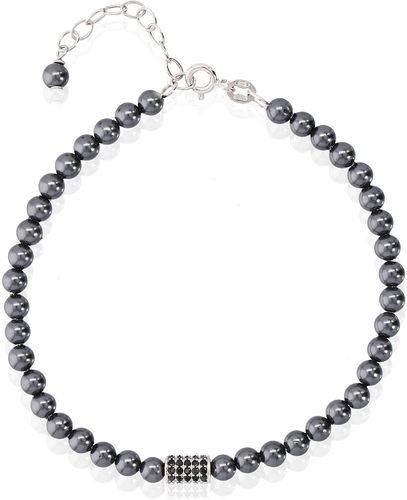Bracciale in argento 925 con perle in conchiglia e cristalli