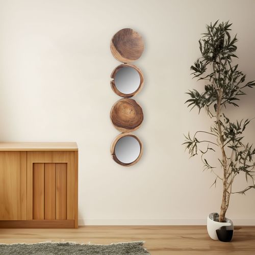 Four specchio 4 cerchi in legno Mungur massello