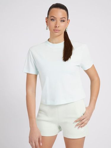 Donna, T-Shirt Crop Logo Frontale, Verde, Taglia XL