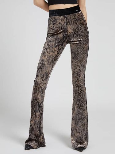 Donna, Legging Velluto Stampa All Over , Animalier, Taglia XL