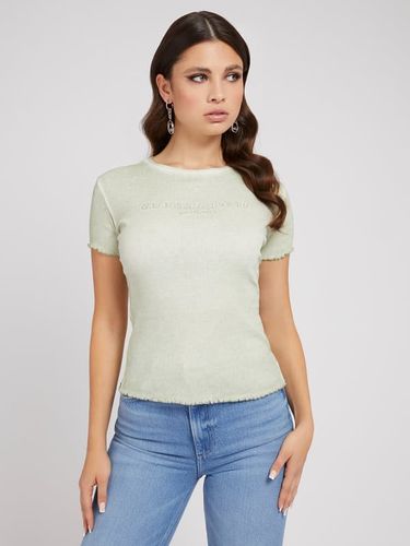 Donna, T-Shirt Vestibilità Slim, Verde chiaro, Taglia XL