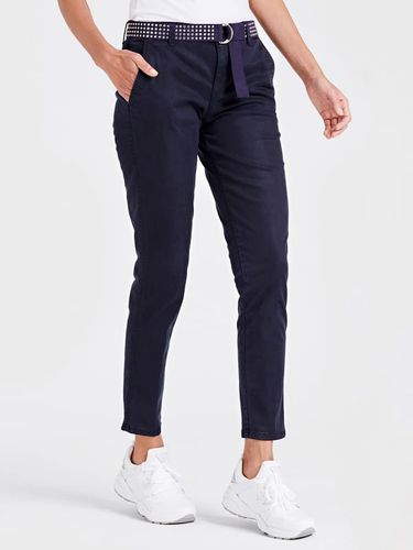 Donna, Pantalone Chino Cintura Borchie, Blu, Taglia 24