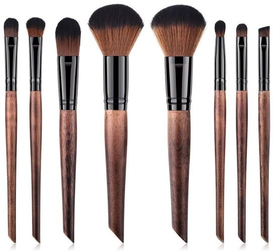 Full Vegan Makeup Brush Set - Wood & Black