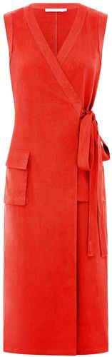 Sofia Linen Wrap Dress Red