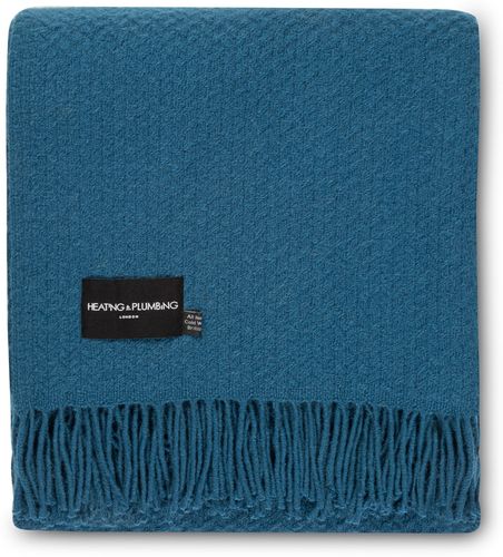 Evening Tales - Soft Pure New Wool Blanket - Contemporary Weave - Blue