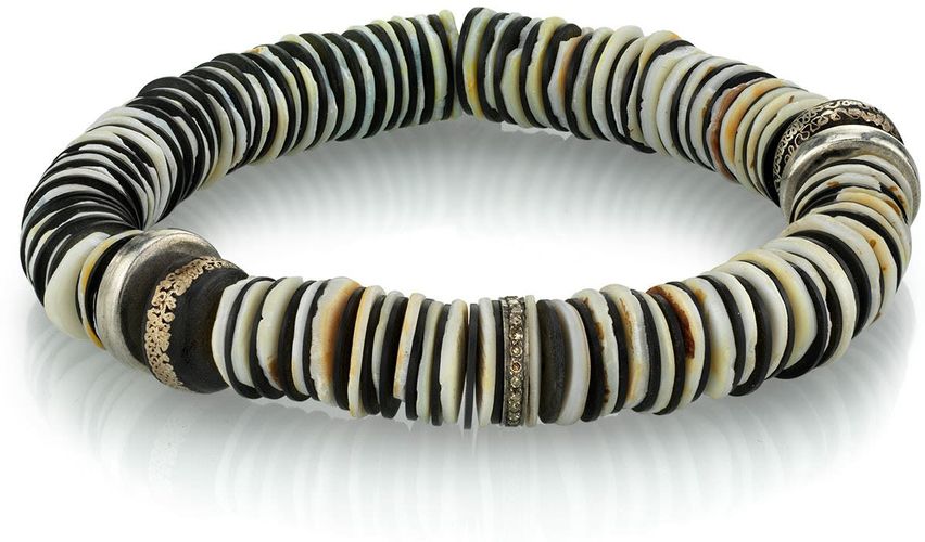 Mr. Lowe Vinyl Black Bracelet W/ Moroccan Trade Beads