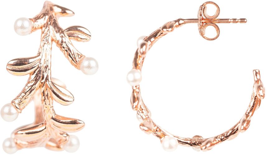 Pearl Branch Hoop Earrings Rosegold