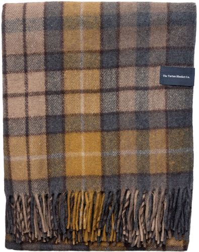 Recycled Wool Blanket In Buchanan Natural Tartan