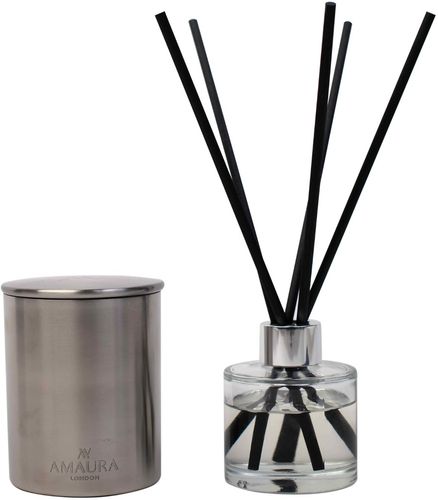 Luxury Candle & Diffuser Gift Set In Allure - Patchouli, Ylang-Ylang & Magnolia Blossom In Chrome