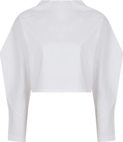 Angle Open Back Top In White Cotton