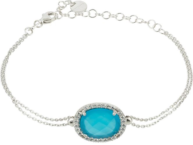 Beatrice Oval Gemstone Bracelet Silver Dark Blue Chalcedony