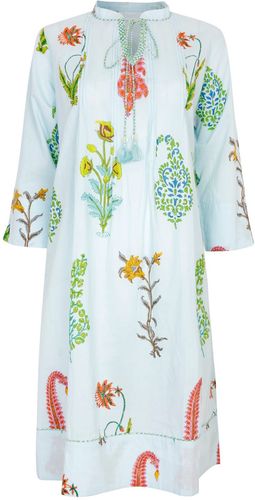 Botanical Tunic Dress - Pure Cotton - Persian Blue