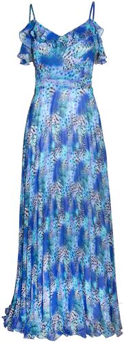 Blue Pleated Long Dress