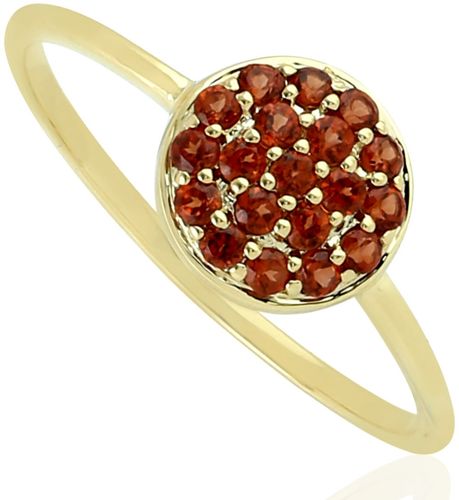 Natural Rhodolite Garnet Stackable Ring 10K Yellow Gold Handmade Jewelry