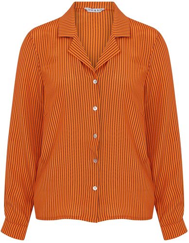 Orange Black Silk Shirt