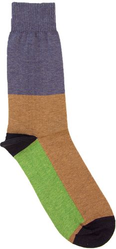 Beige Colour Block Organic Cotton Socks
