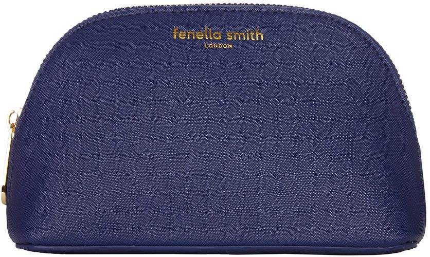 Navy Vegan Leather Oyster Cosmetic Case