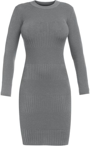 Knit Bodycon Long Sleeve Dress In Grey