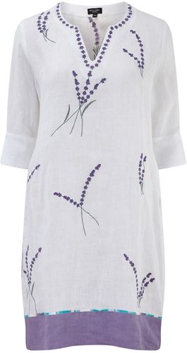 Lavender Embroidered Linen Tunic Dress