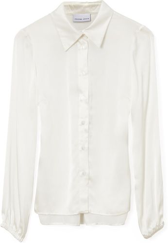 Nancy Long Sleeve Shirt With Elasticated Cuff In White Rpet Twill