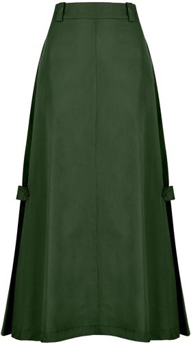 Green Button Flap A-Line Skirt