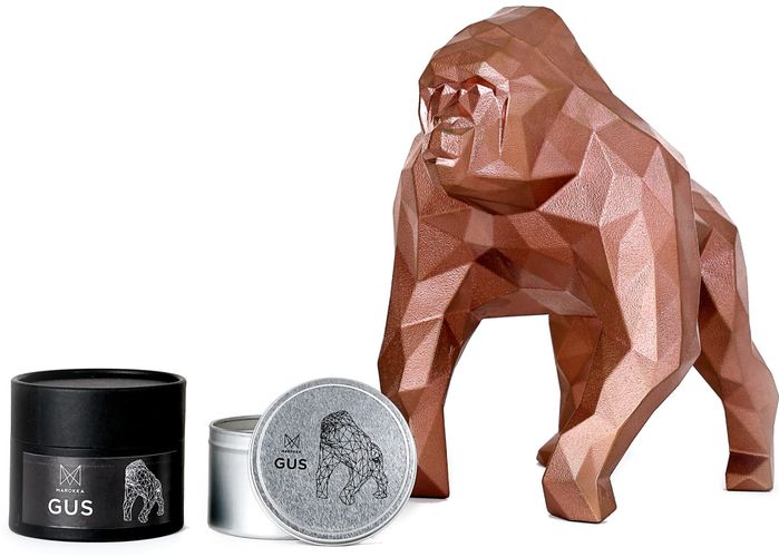 Handmade Natural Wax Candle - Gorilla Design Large Silver Tin