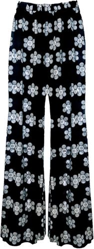 Peggy Palazzo Trousers In Black & White Daisy