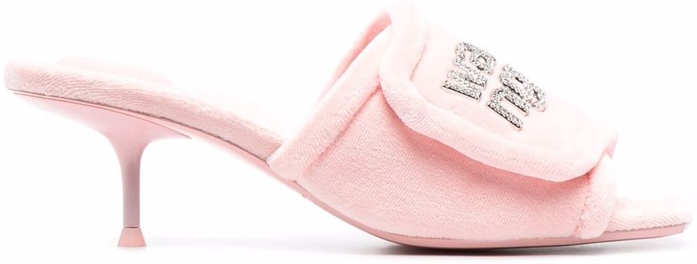 Mules jessie in velluto con logo rosa - donna