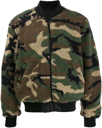 Bomber in shearling con stampa camouflage - uomo