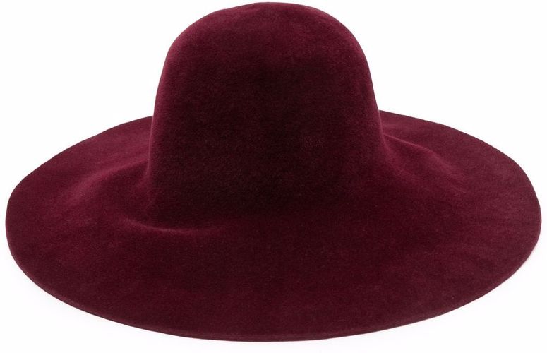 Cappello a tesa larga in velour bordeaux - donna