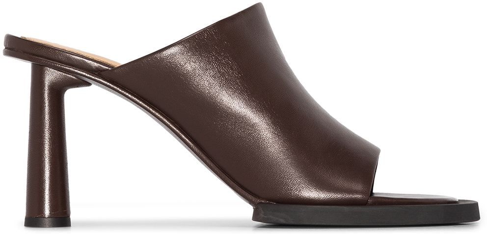 Mules asimmetriche scolpito marrone- donna