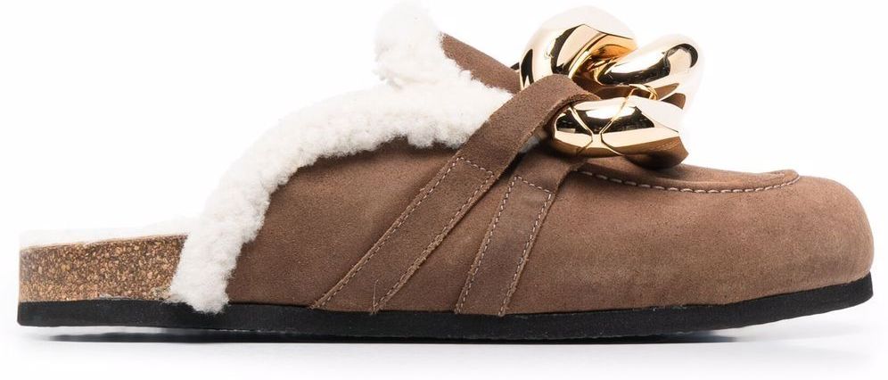 Mules chain loafer con shearling - uomo