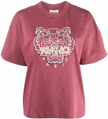 T-shirt con stampa tiger in rosso - donna