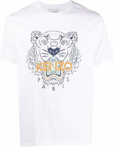 T-shirt con motivo tiger head in bianco - uomo