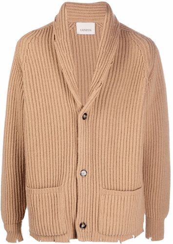 Cardigan a coste in beige - uomo