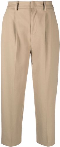 Pantaloni a gamba ampia crop in beige - donna