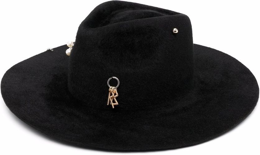 Cappello fedora con piercing in nero - donna