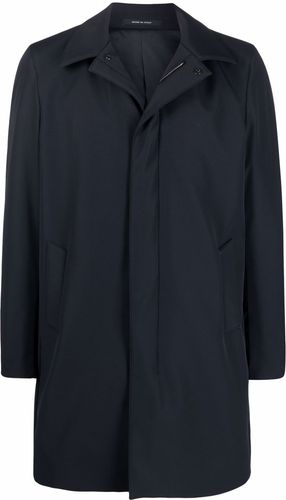 Cappotto midi con zip nascosta in blu - uomo