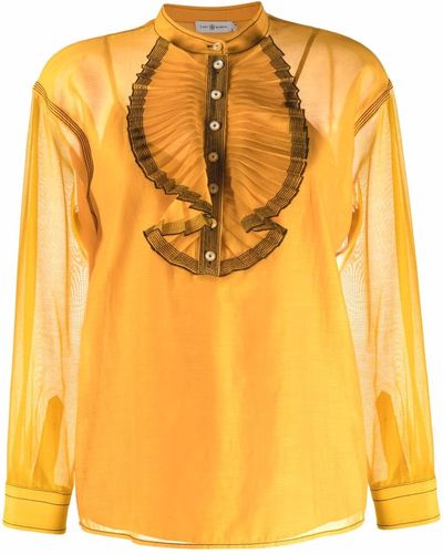 Camicia a maniche lunghe in giallo - donna