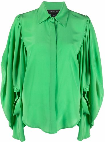 Blusa con maniche drappeggiate in verde - donna