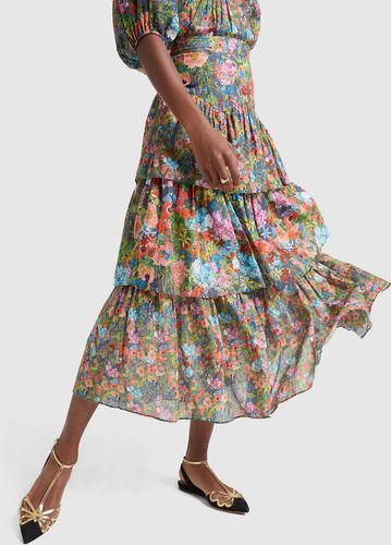 Band Floral Cotton Skirt in Lg Floral, X-Small