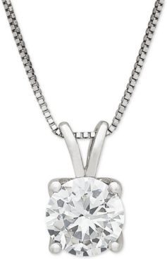 Lab Grown Diamond Solitaire 18" Pendant Necklace (1 ct. t.w.) in 14k White Gold
